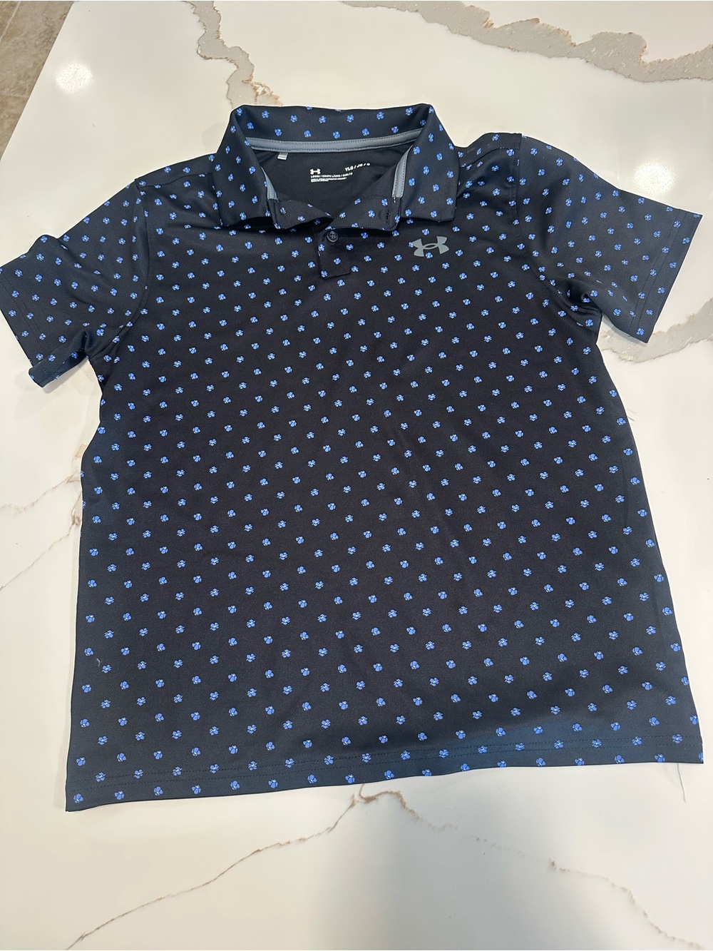 Under Armour Navy Polo with Light Blue Dot Pattern